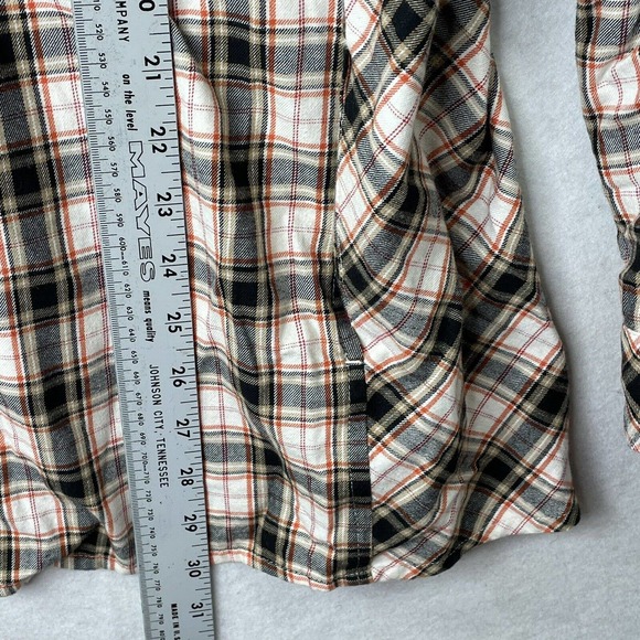 J. Jill Womens Size Large Red / Tan Plaid Long Sleeve Button Down Blouse Top - Picture 9 of 16